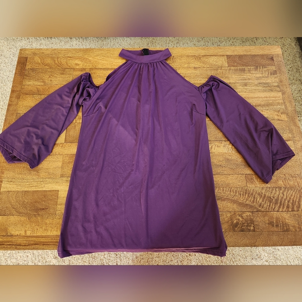 Large Purple cold shoulder blouse